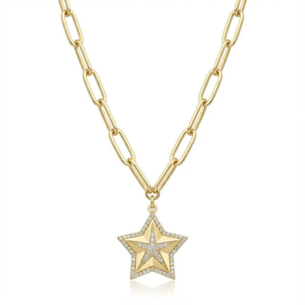 Solid Gold Necklace – Starlight Link Chain | Gold | Majestic Jewellery