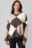 Brun argyle-genser i ullblanding