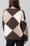 Brun argyle-genser i ullblanding