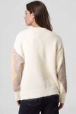 Ivory Argyle Pattern V Neck Jumper