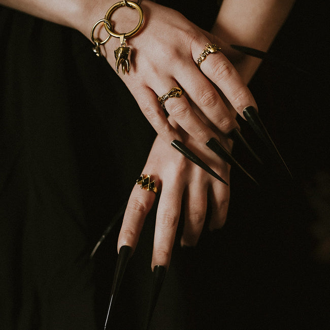 Gold The Obsidian Marrow Black Gemstone Ring