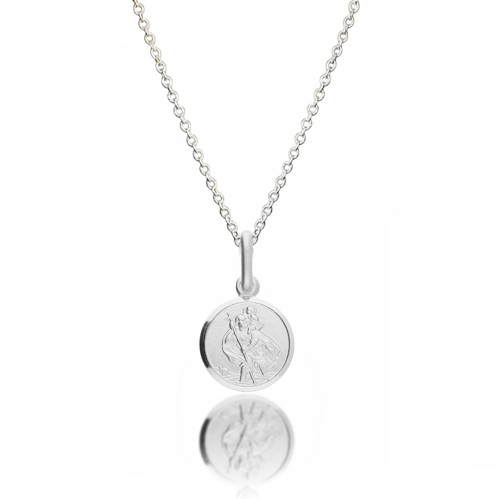 Klassieke Tiny Sint Christoffel Ketting Sterling Zilver 10 mm