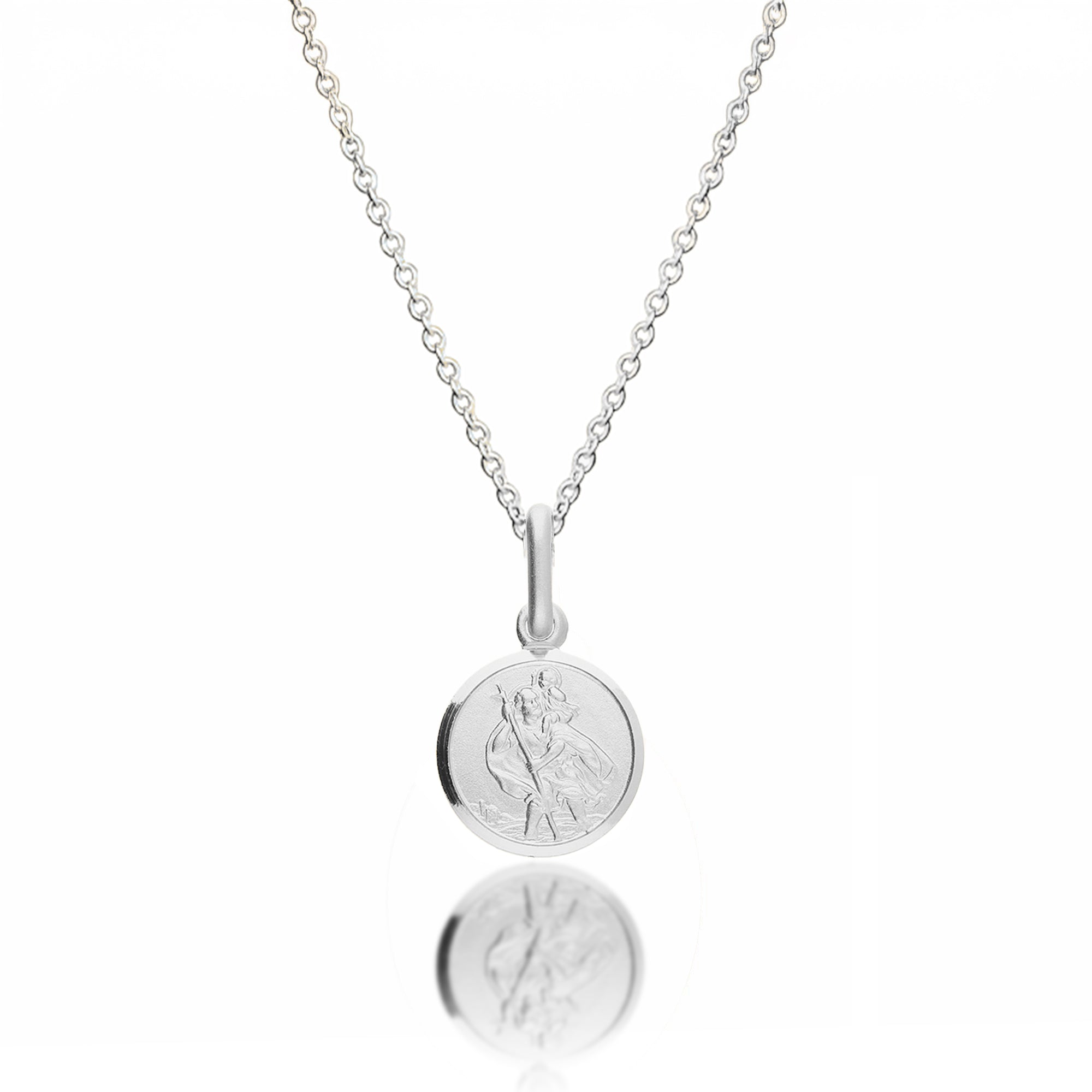 Klassieke Tiny Sint Christoffel Ketting Sterling Zilver 10 mm