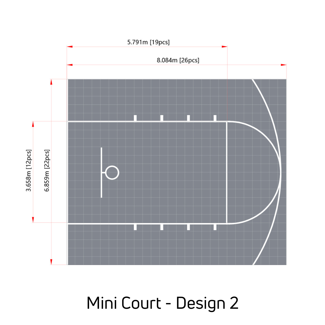 Mini Basketball Court Flooring with Court Markings | Includes Court Markings