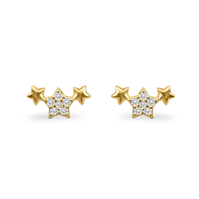 Sternen-Ohrringe im 3er-Set in Gold