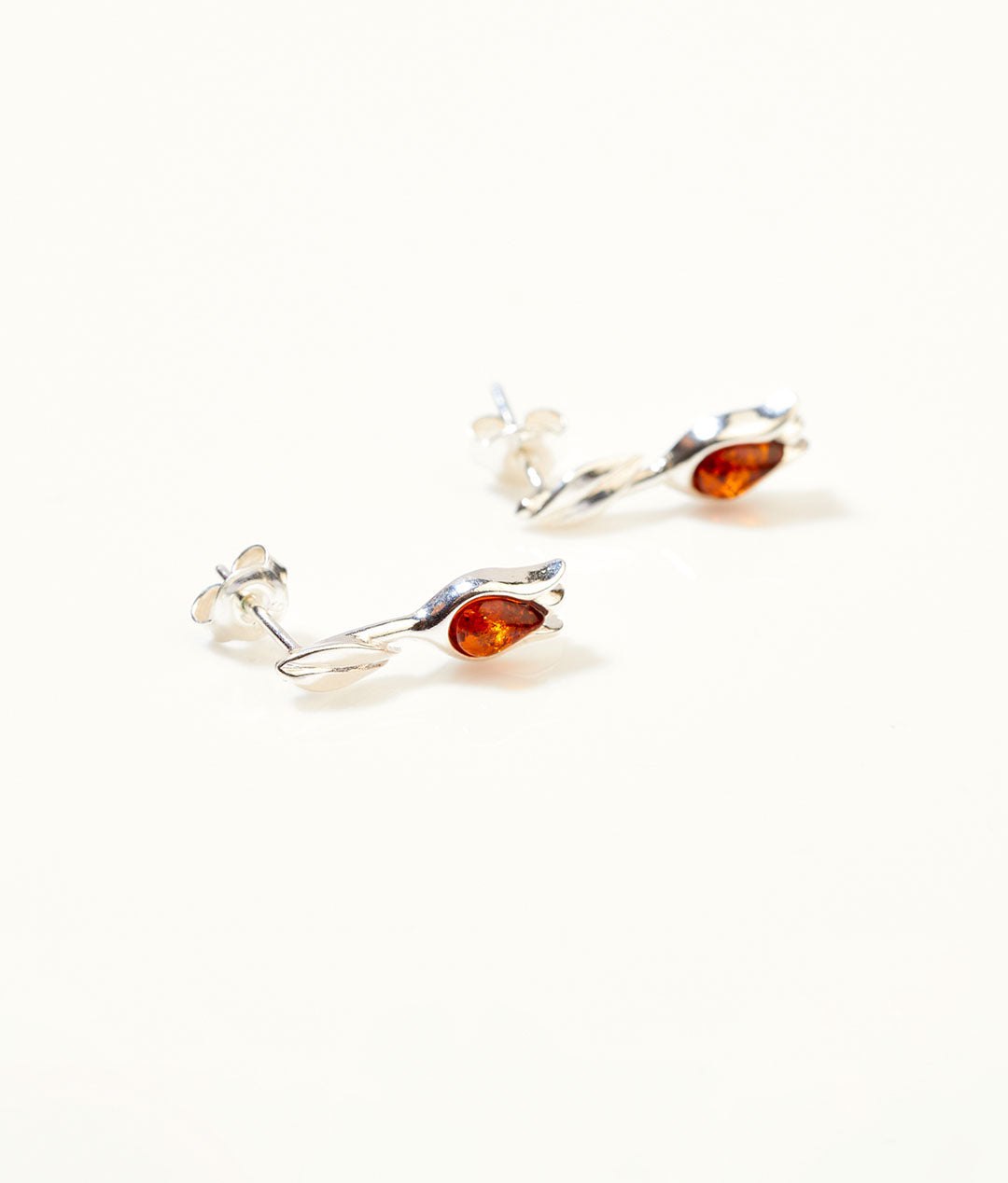 Amber Tulip Stud Earrings