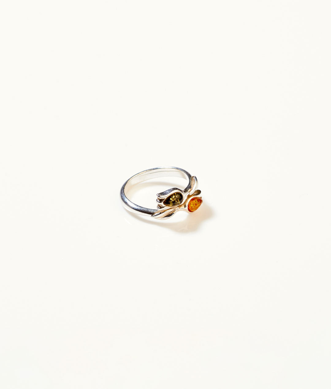 Two Tone Amber Tulip Ring