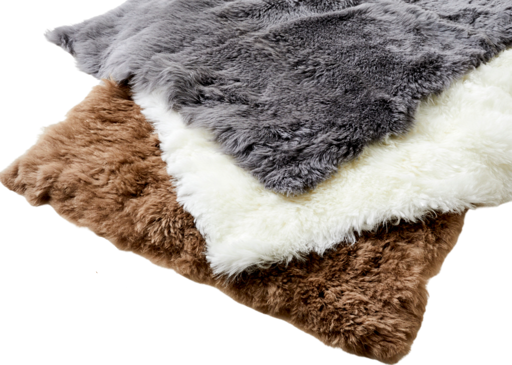 Stone Grey Shearling Yin Yoga Mat - find calm in the stillness. Free next day UK shipping and Luxury Ribboned Gift Box