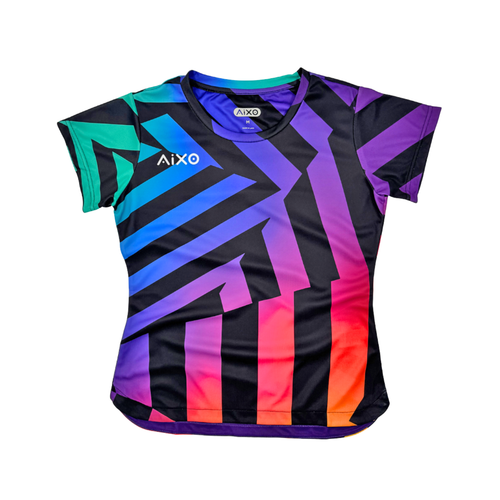 AIXO Rainbow Chaos Womens T-Shirt - Black