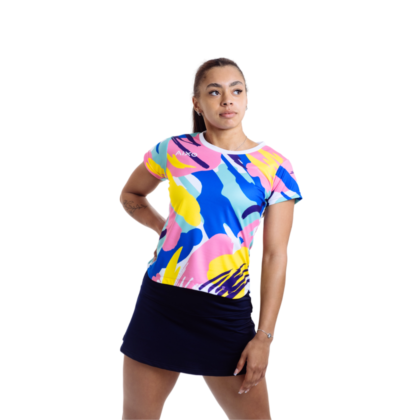 Camiseta abstracta Aixo de mujer (multicolor oscuro)