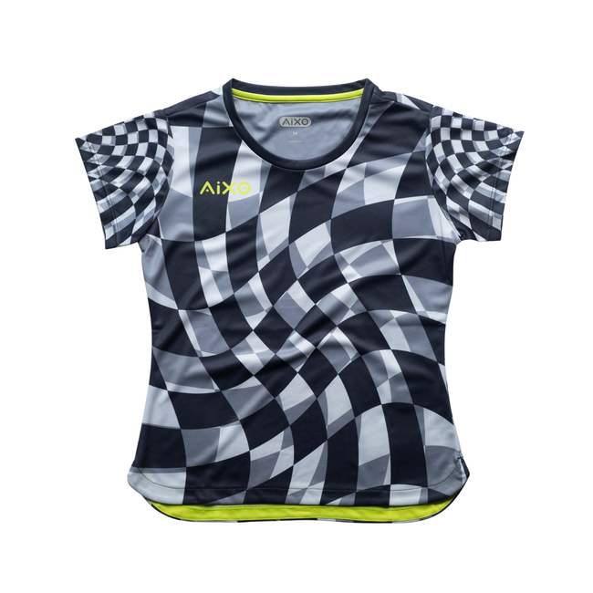 Camiseta Aixo Checker para mujer, cuadros grises