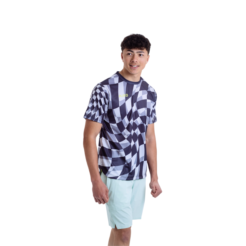 Camiseta a cuadros Aixo Checker para hombre, color lima