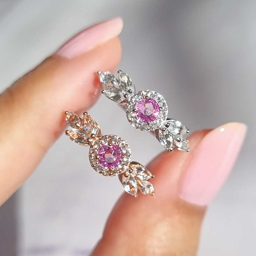 Aurelia Roze Saffier Ring in Sterling Zilver