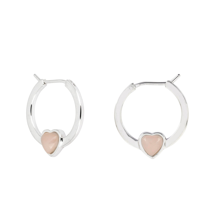Silber Pink Opal Herz Creolen
