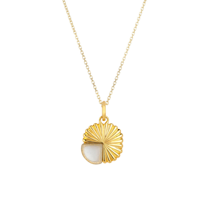 Gold Eclipse Deco Moonstone Necklace