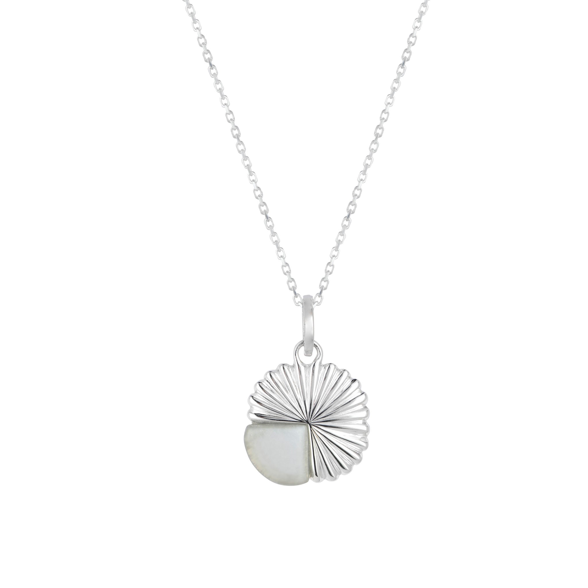 Silver Eclipse Deco Moonstone Necklace
