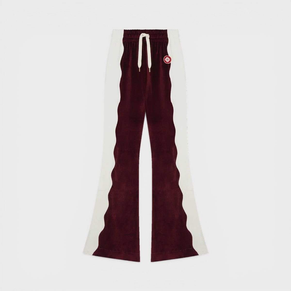 Burgundy Velour Panelled Track Pant