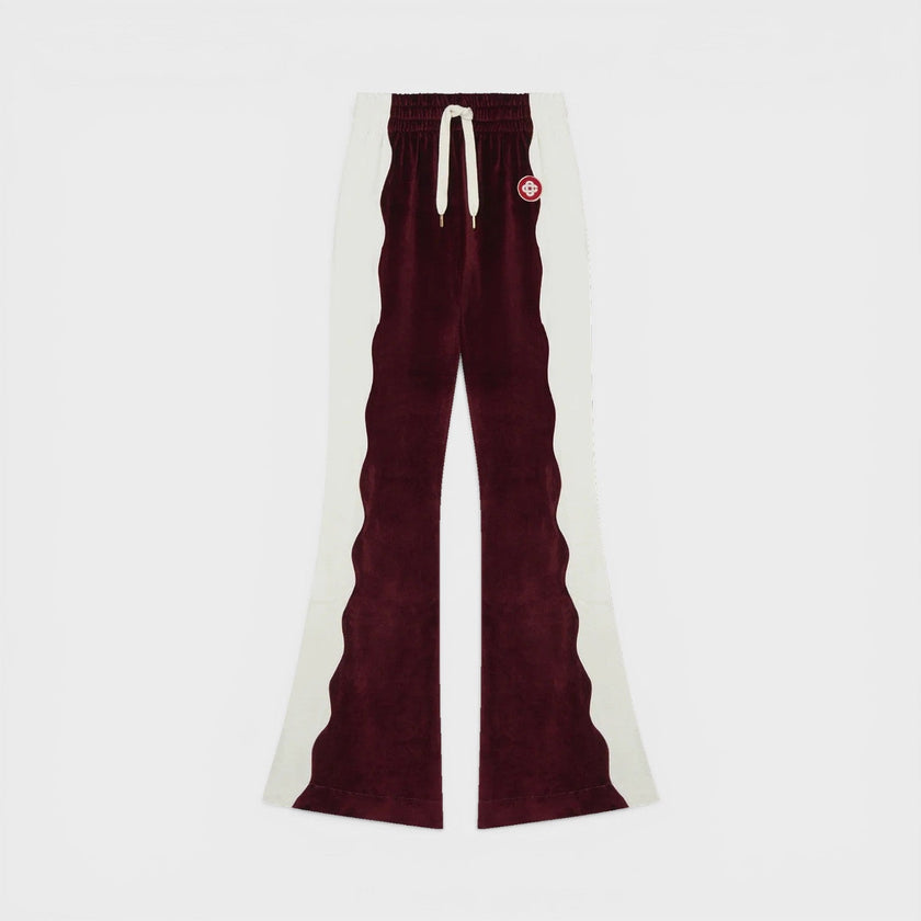Burgundy Velour Panelled Track Pant