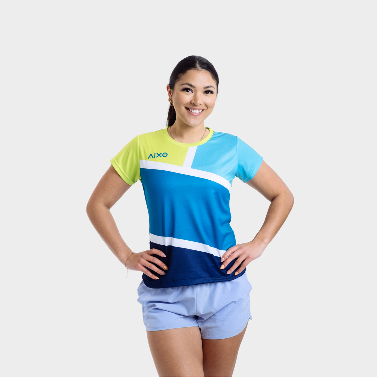 Aixo Court damestop in groenblauw