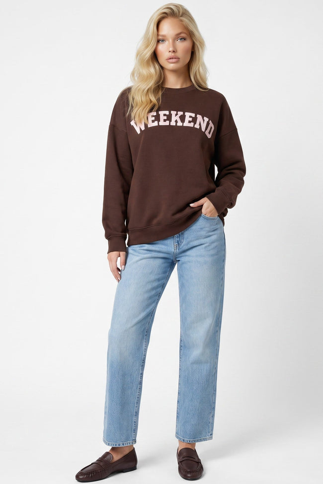 Sweat-shirt de week-end en coton marron