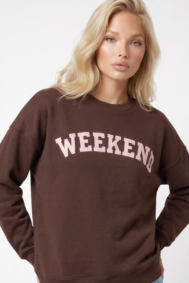 Sweat-shirt de week-end en coton marron