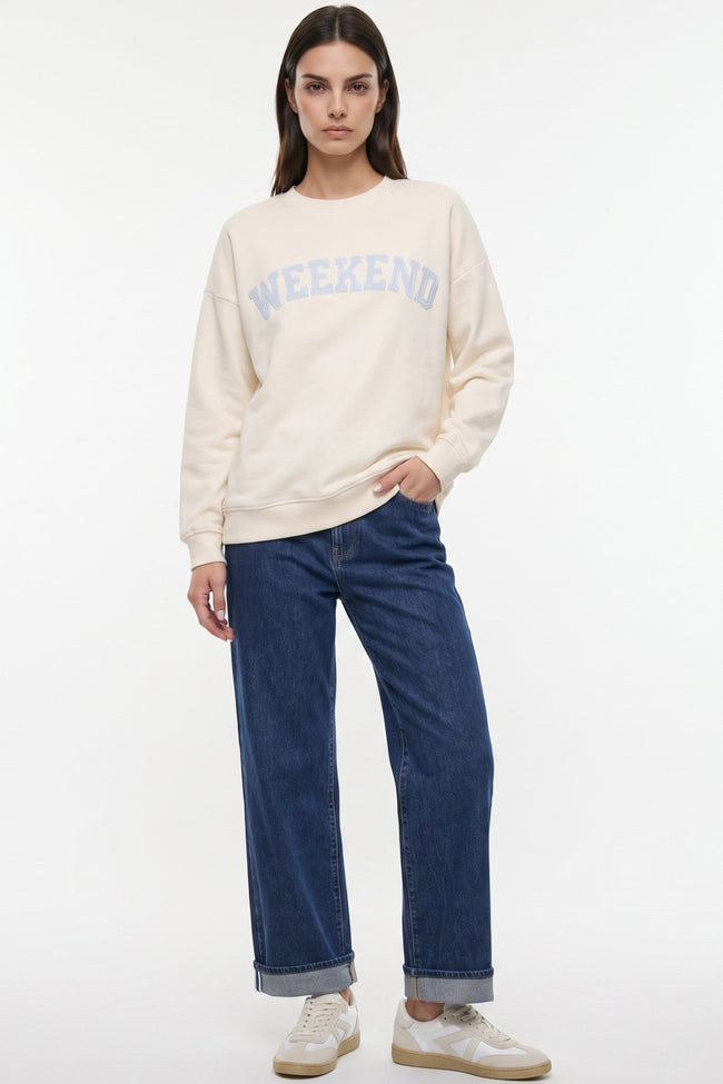 Sweat-shirt de week-end en coton ivoire