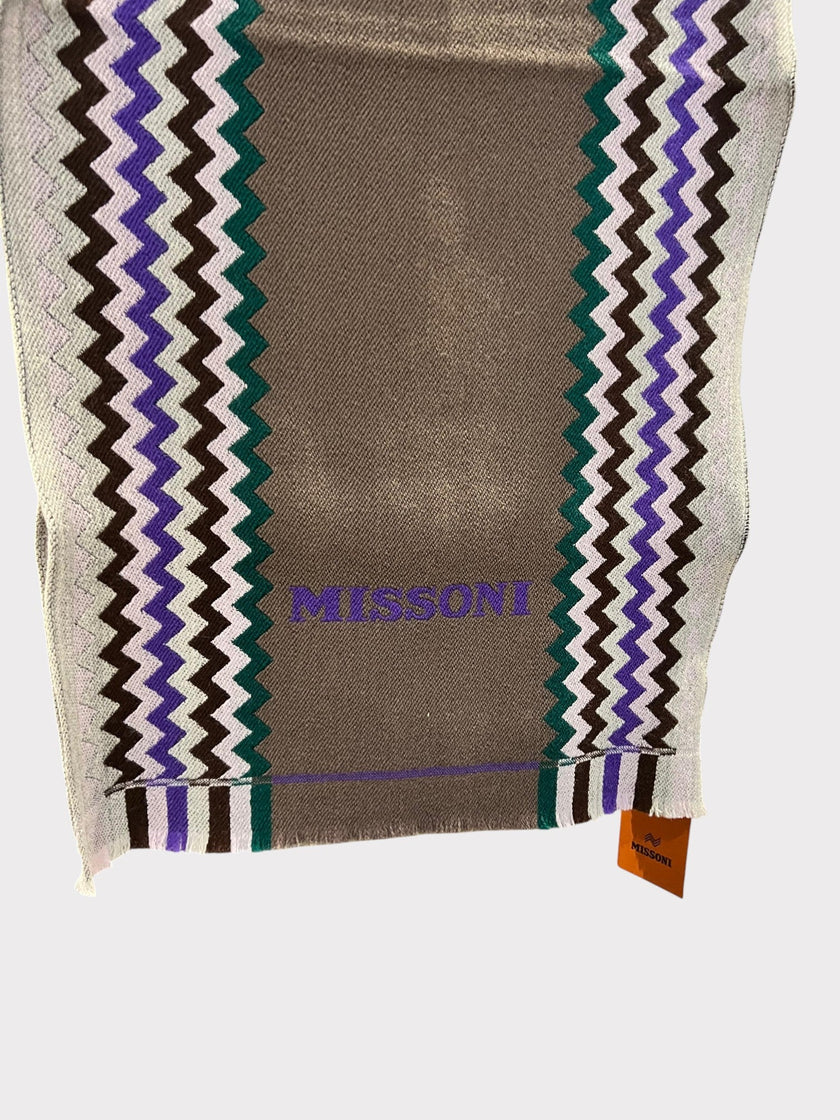 Missoni ZigZag Logo Scarf Grey Purple