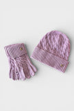 Cable Beanie & Gloves Gift Set Faded Pink