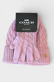 Cable Beanie & Gloves Gift Set Faded Pink
