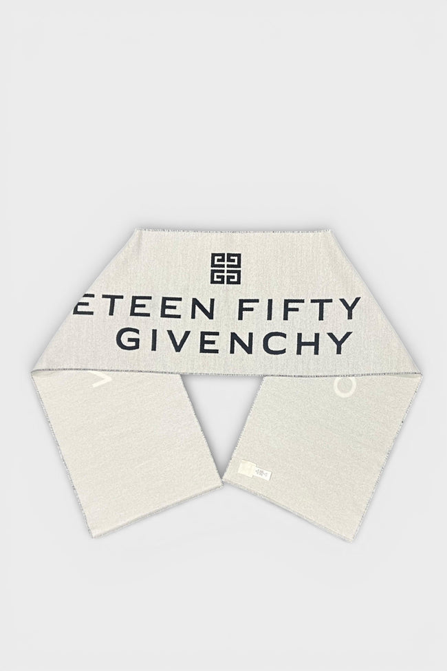 Givenchy Date Logo Print Wool Scarf Grey
