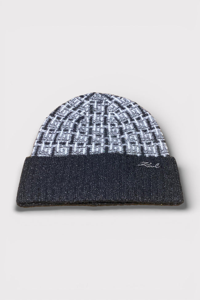 Karl Lagerfeld Tweed Shine Beanie Black