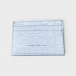 Logo Card Case Laminated Croco Silver Tone