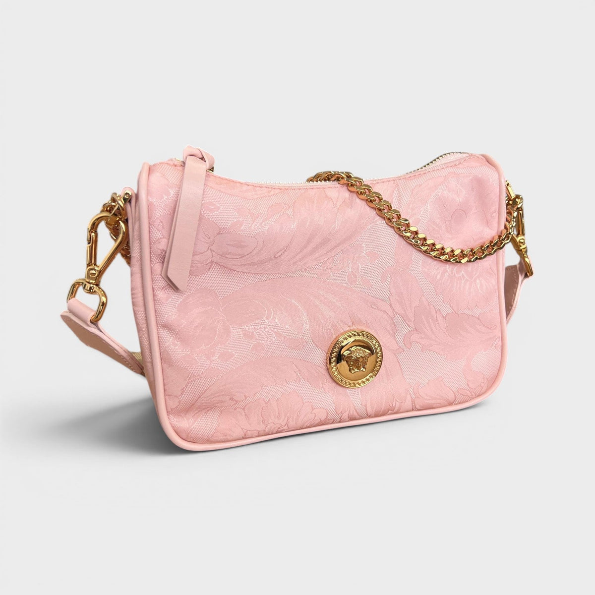 Hobo Medusa Logo Floral Shoulder Bag Pink
