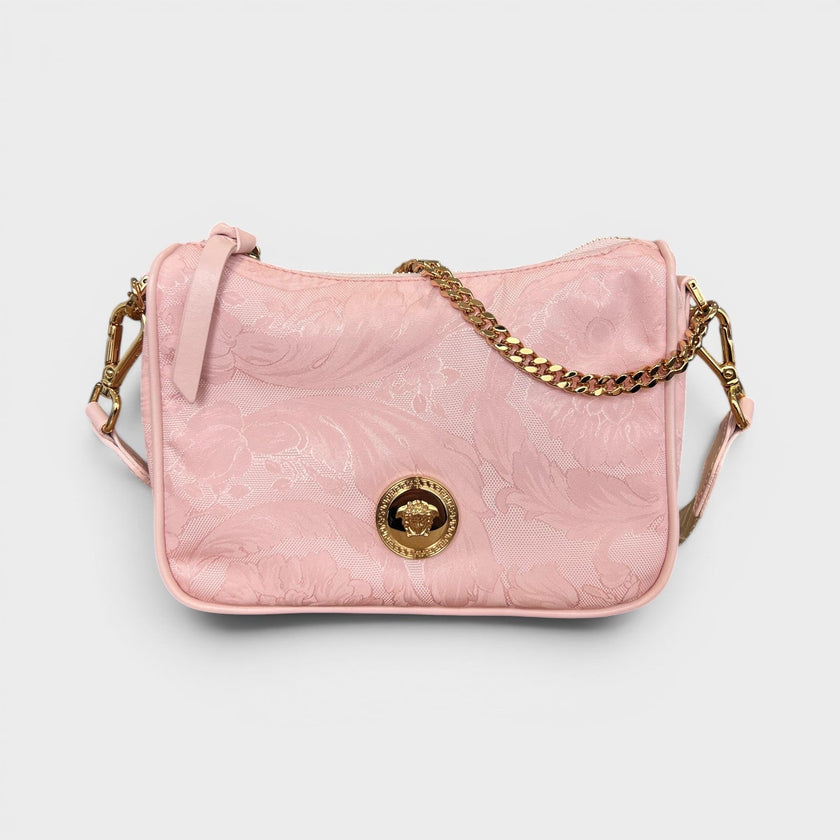 Hobo Medusa Logo Floral Shoulder Bag Pink
