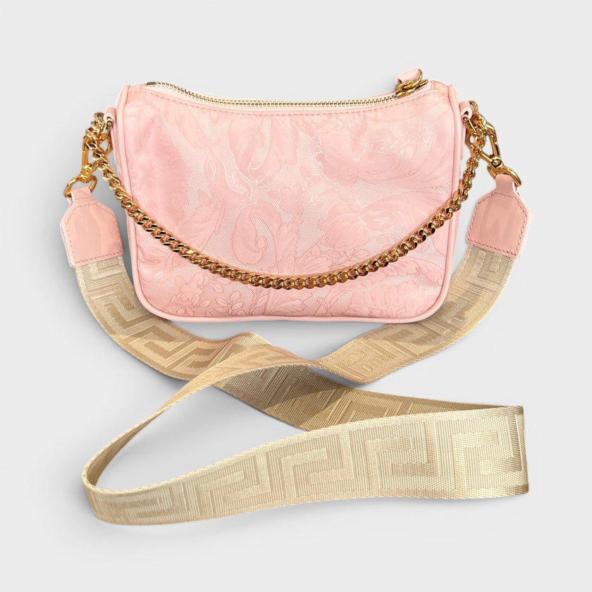 Hobo Medusa Logo Floral Shoulder Bag Pink