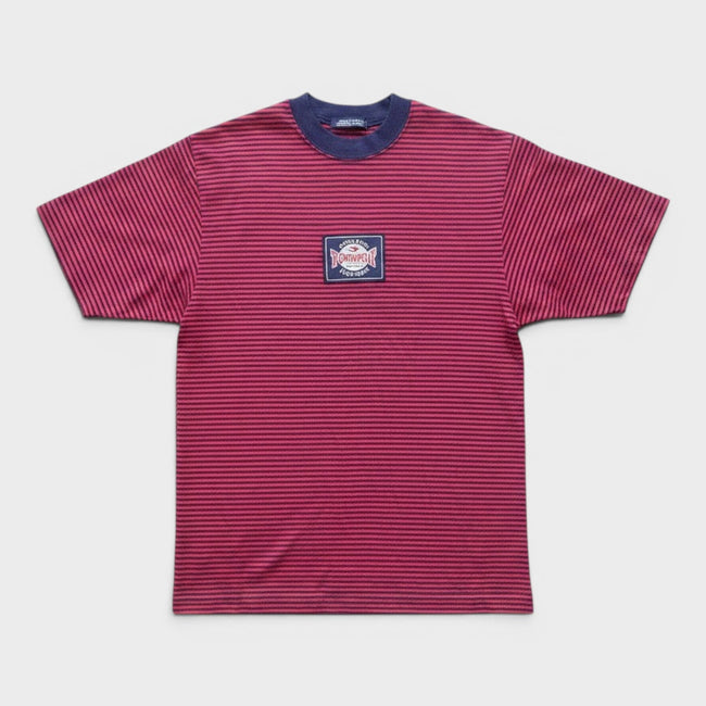Klassisk stribet logo-T-shirt mørkerød navy