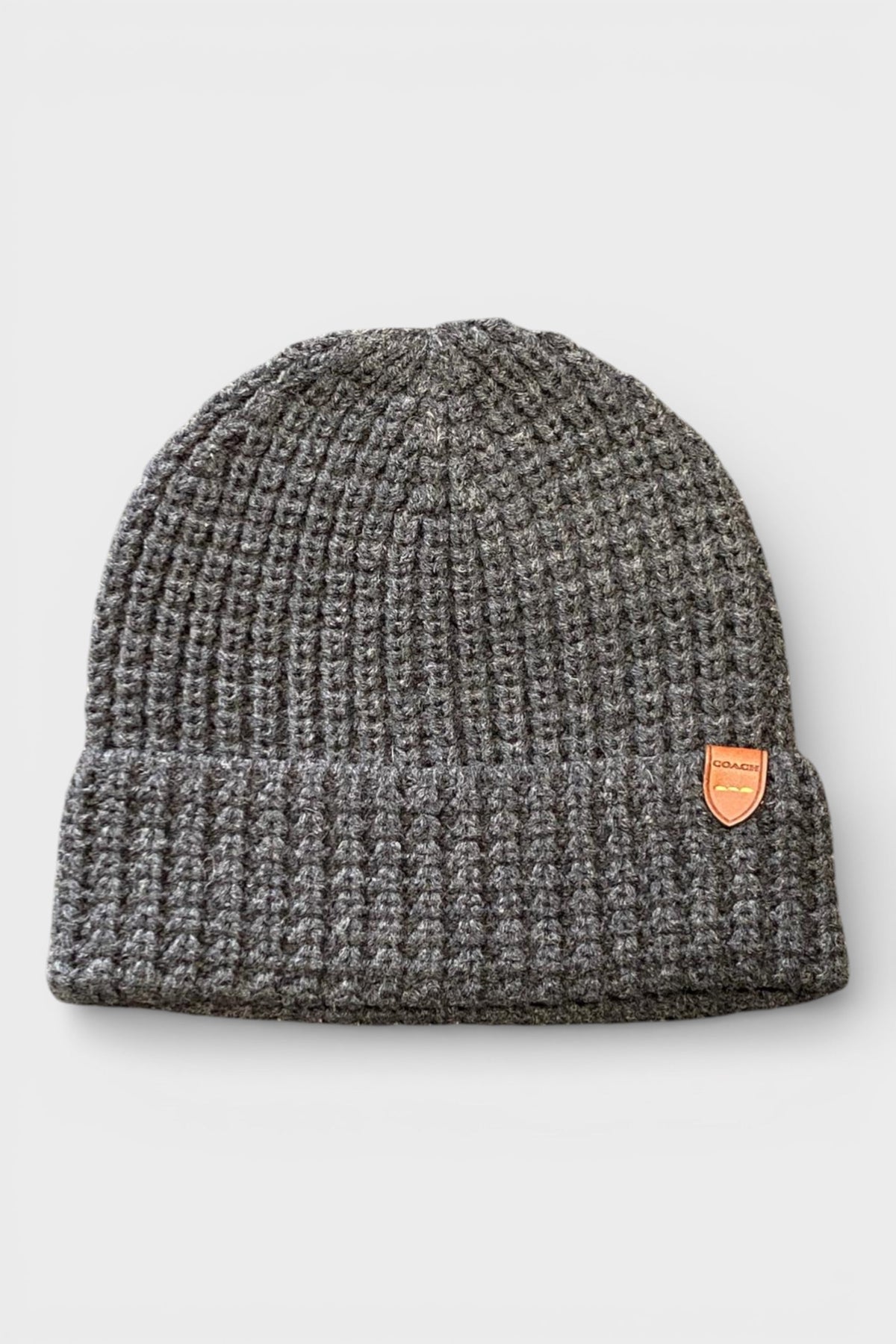 Coach Waffle Beanie Hat, Scarf & Glove Set Charcoal