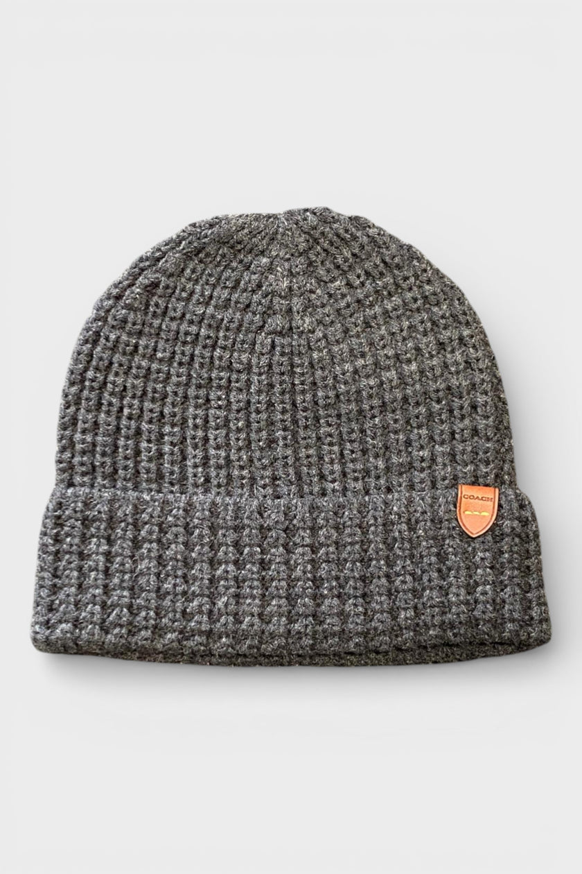 Coach Waffle Beanie Hat, Scarf & Glove Set Charcoal