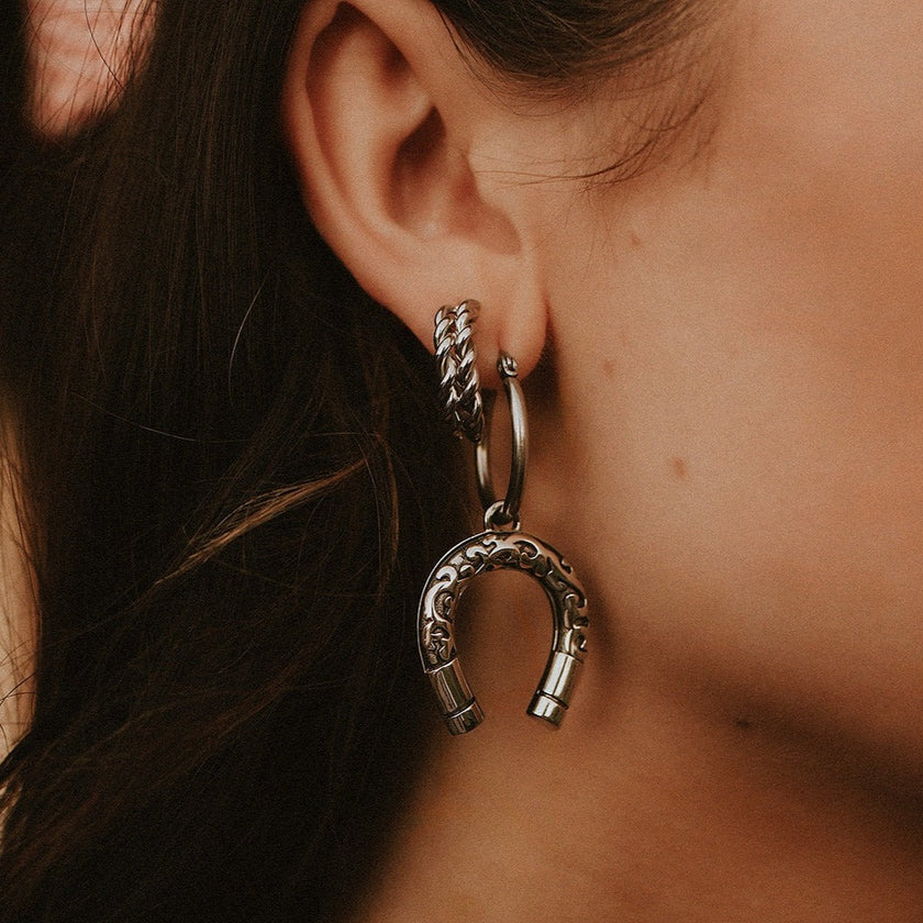 Lucky Charm Horseshoe Hoop Earrings