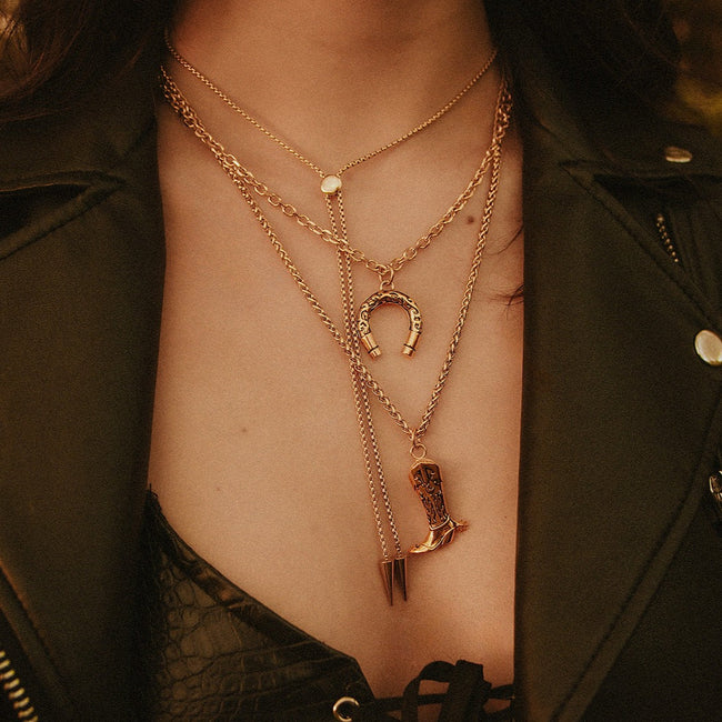 Outlaw Bolo Spike Halskette Gold