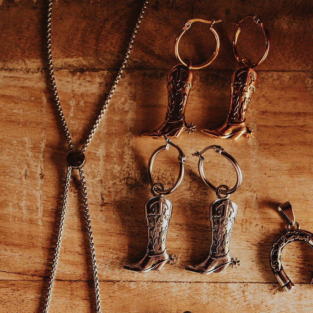 Hoedown Cowboy Boot Hoop Earrings Gold
