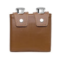 Fred Bennett Twin Brown Leather 3oz Hip Flasks with Case
