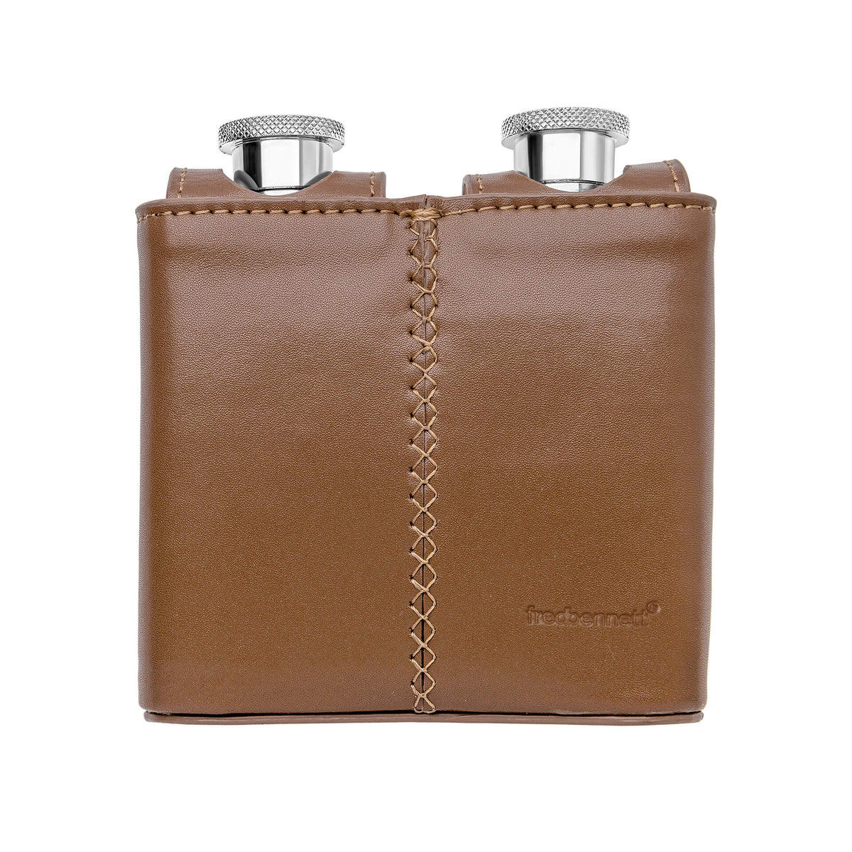 Fred Bennett Twin Brown Leather 3oz Hip Flasks with Case