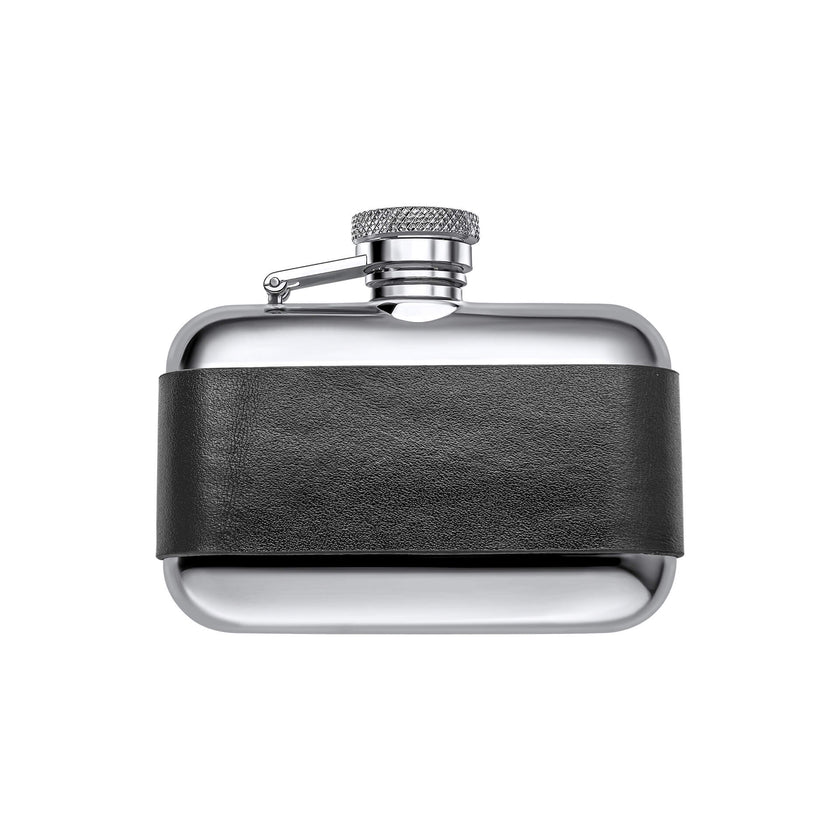 Fred Bennett Schwarzer Leder Flachmann 3oz
