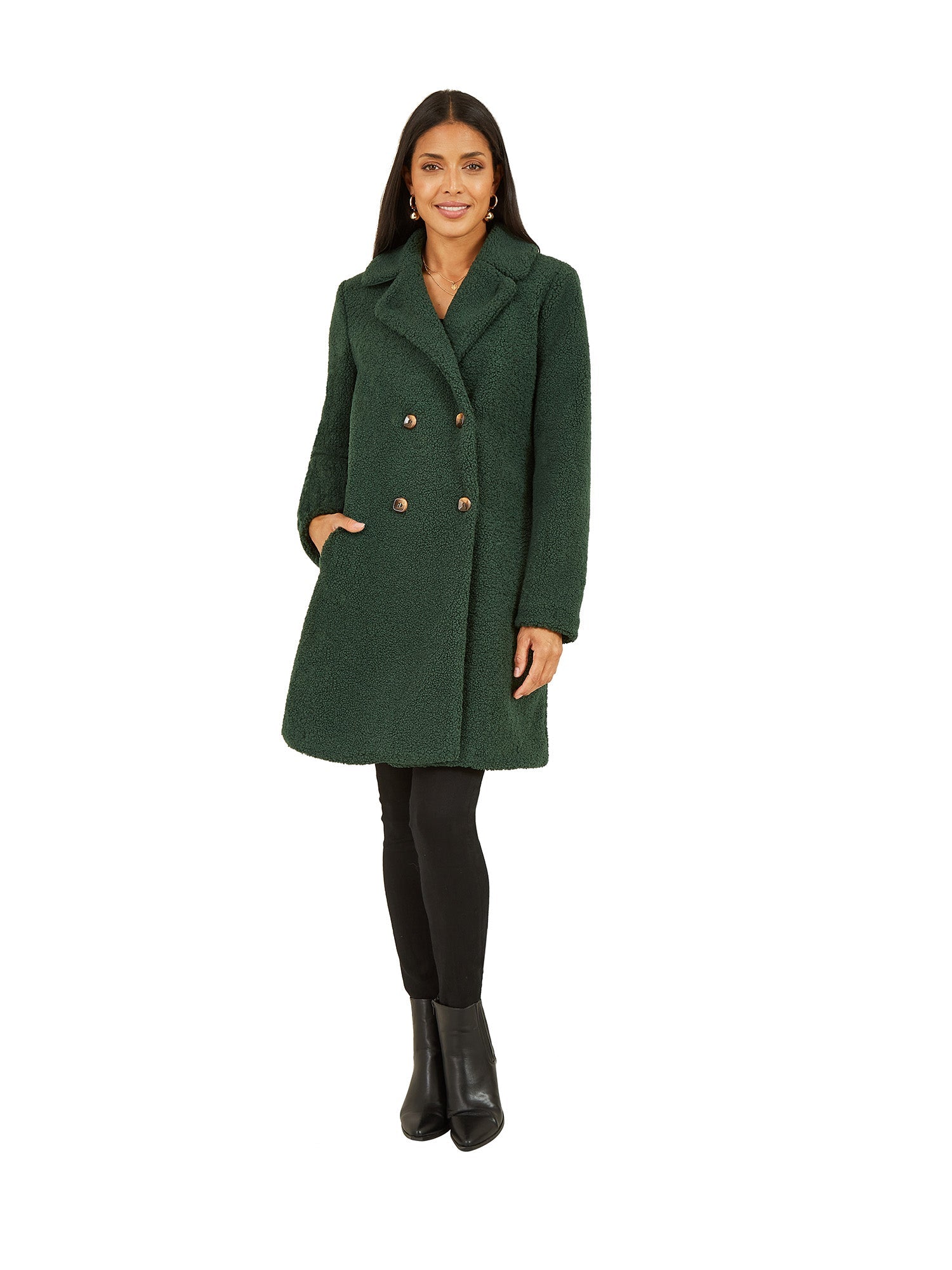 Yumi Green Teddy Bear Coat