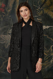 Yumi Black Sequin Blazer With Pockets