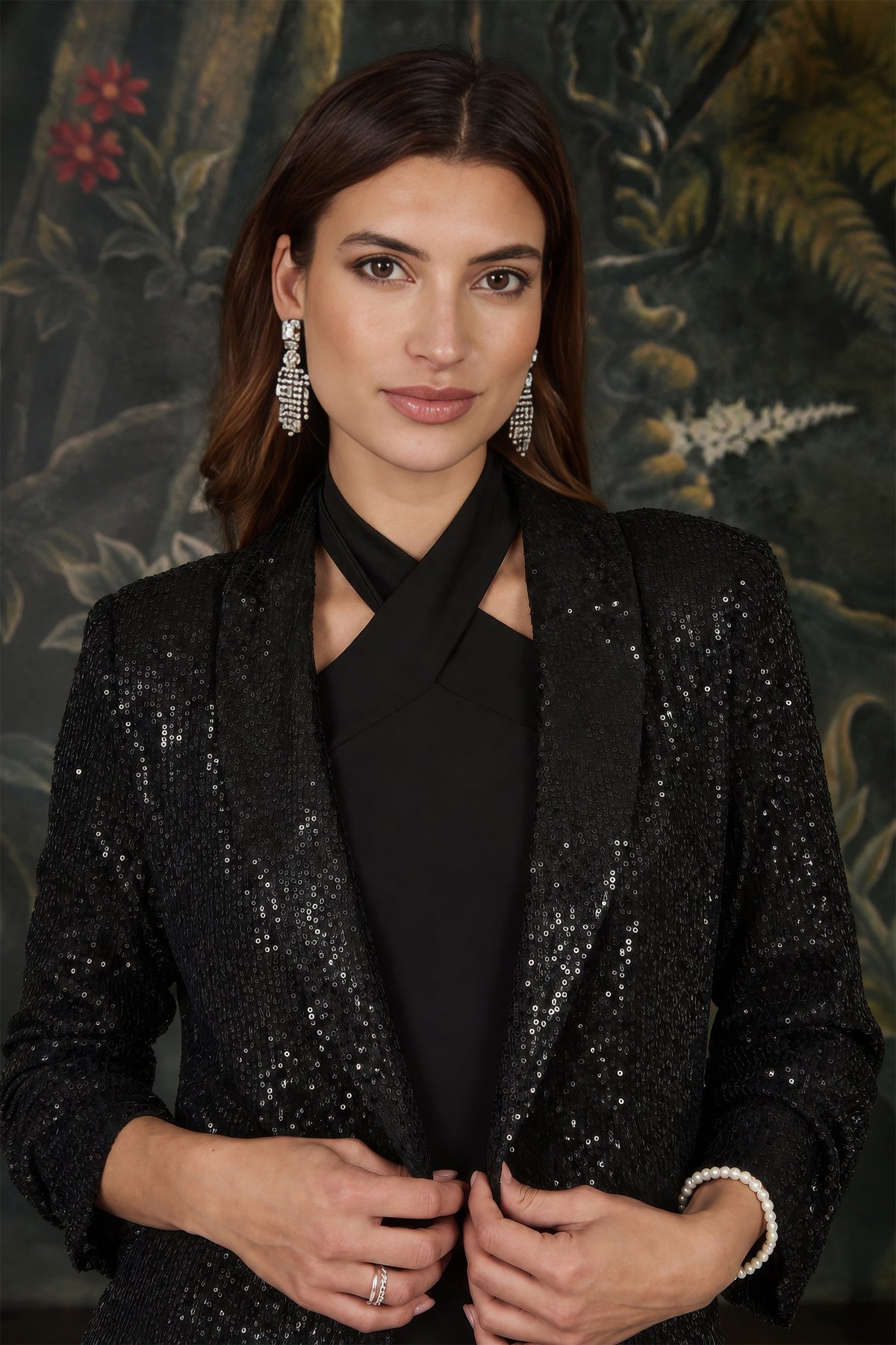 Yumi Black Sequin Blazer With Pockets