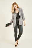 Silver Sequin Blazer With Pockets