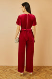 Yumi Red Jumpsuit With Angel Sleeves