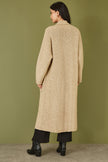Yumi Oatmeal Knitted Maxi Cardigan With Pockets
